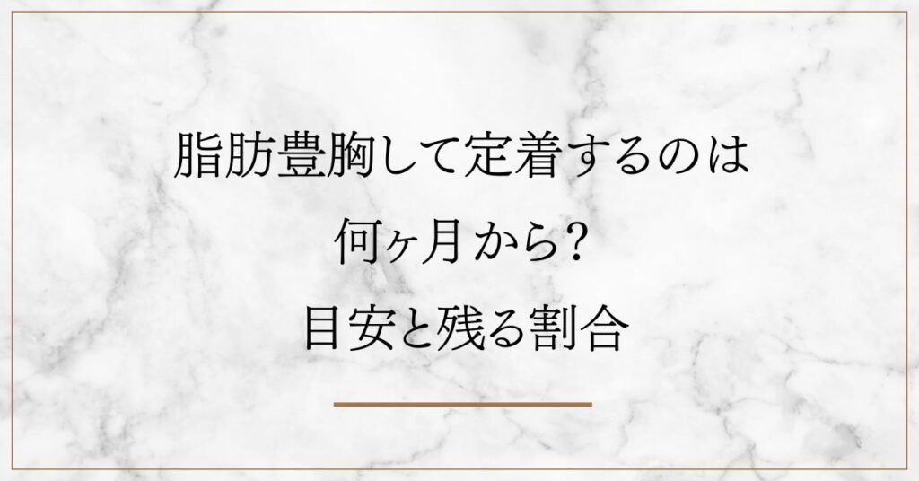 脂肪豊胸して定着するのは何ヶ月から？目安と残る割合を解説