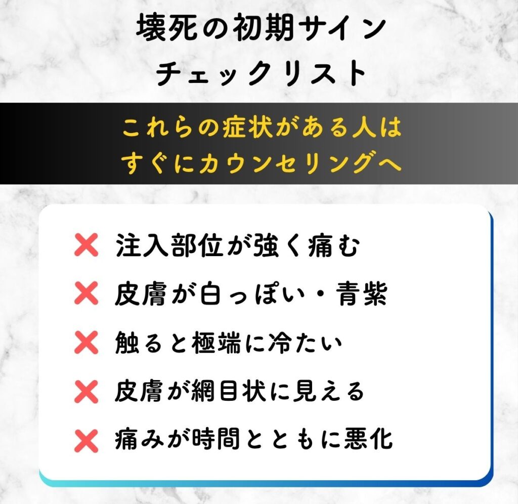 ヒアルロン酸注入の壊死の前兆