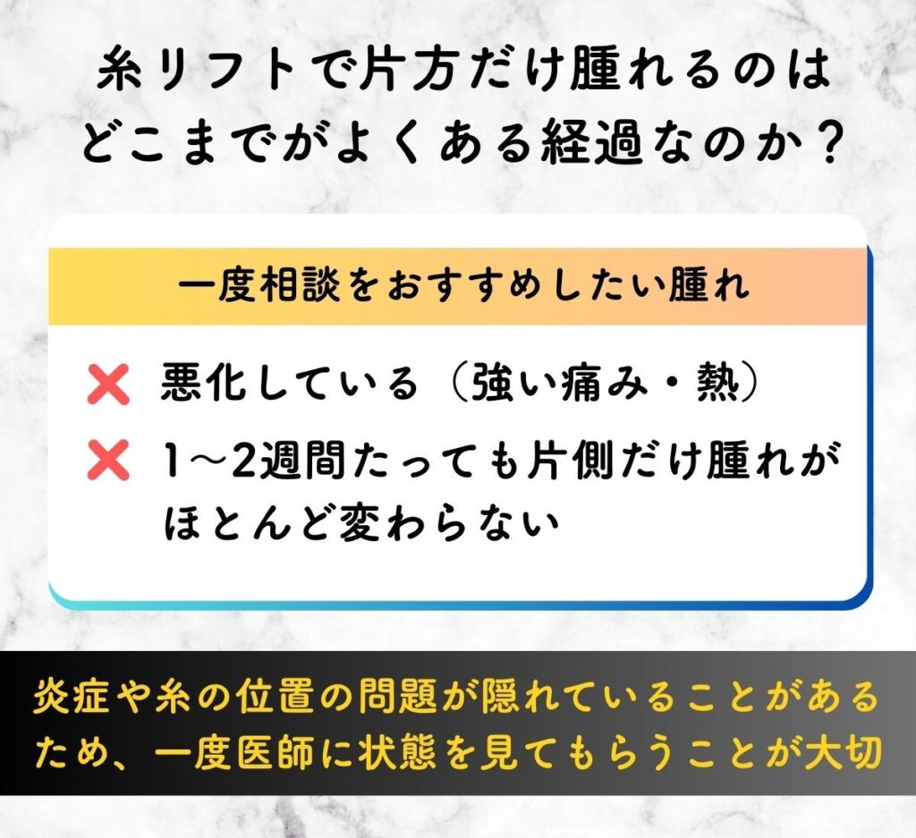 糸リフト 片方だけ腫れる