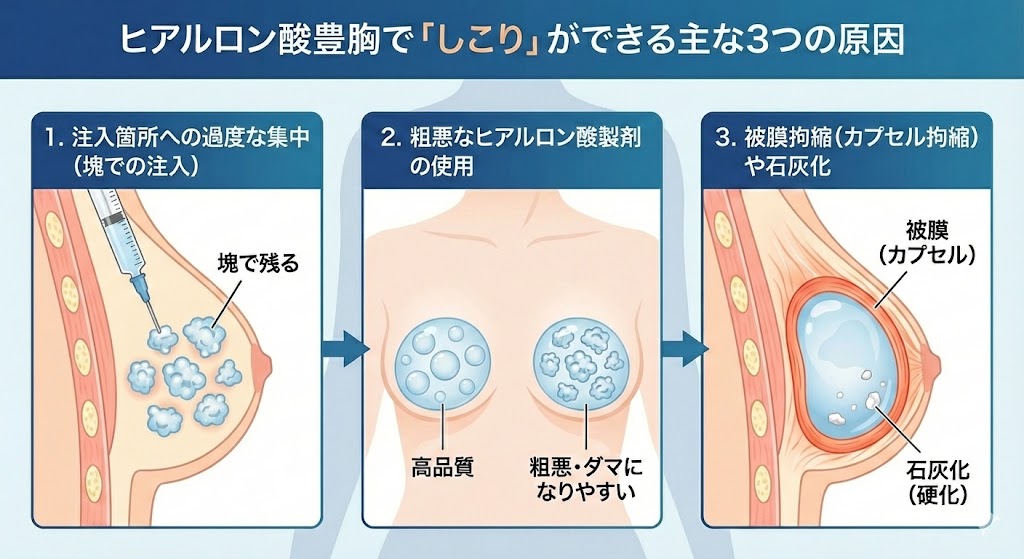 ヒアルロン酸豊胸で「しこり」ができる主な3つの原因