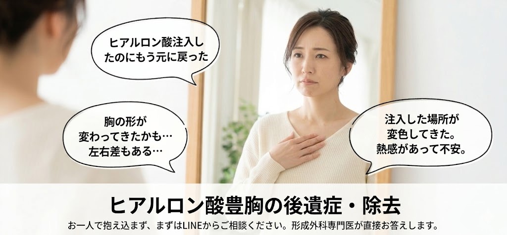ヒアルロン酸豊胸による後遺症・除去