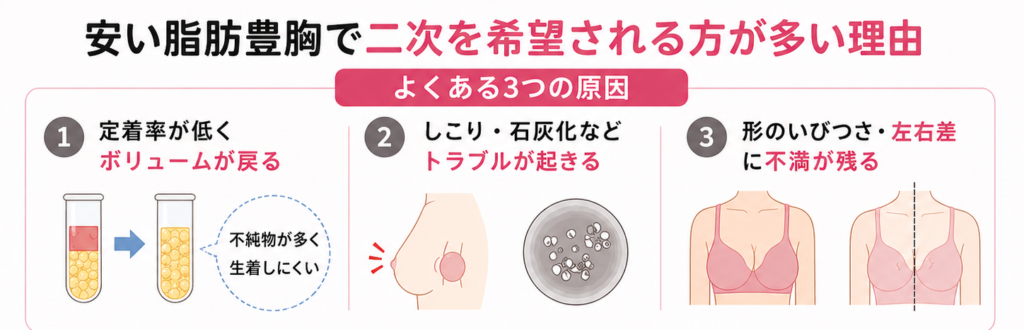 安い脂肪豊胸で二次を希望される方が多い理由