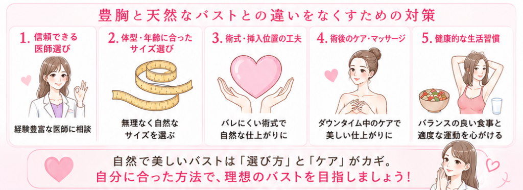 豊胸と天然なバストとの違いをなくすための対策