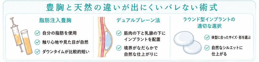 豊胸と天然の違いが出にくいバレない術式