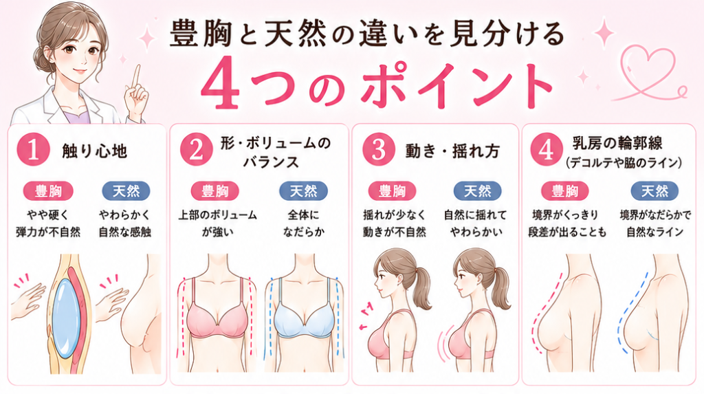 豊胸と天然の違いを見分ける4つのポイント